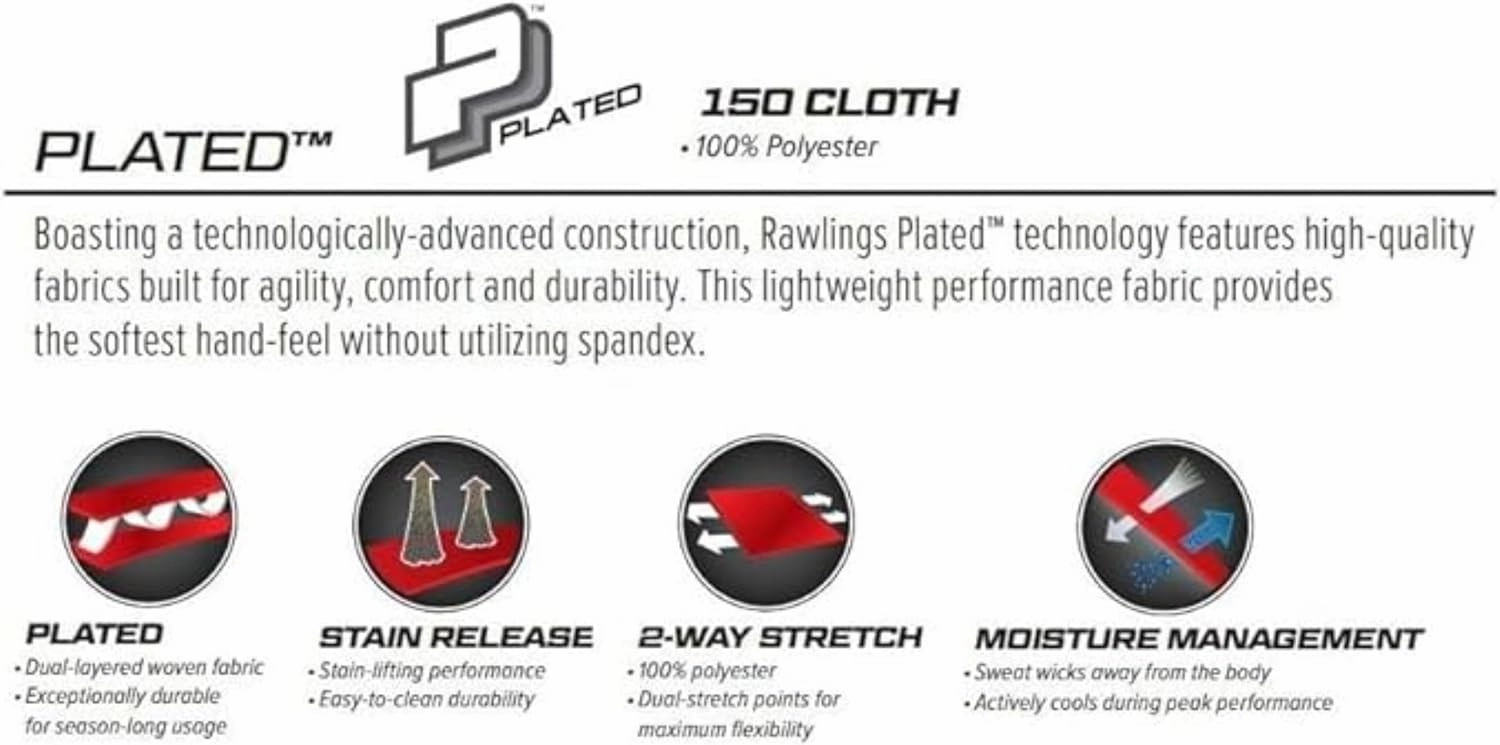 Rawlings Men's Pro 150 Series Baseball Pant | Full Length Semi-Relaxed Fit | Adult Sizes | Solid Color Options