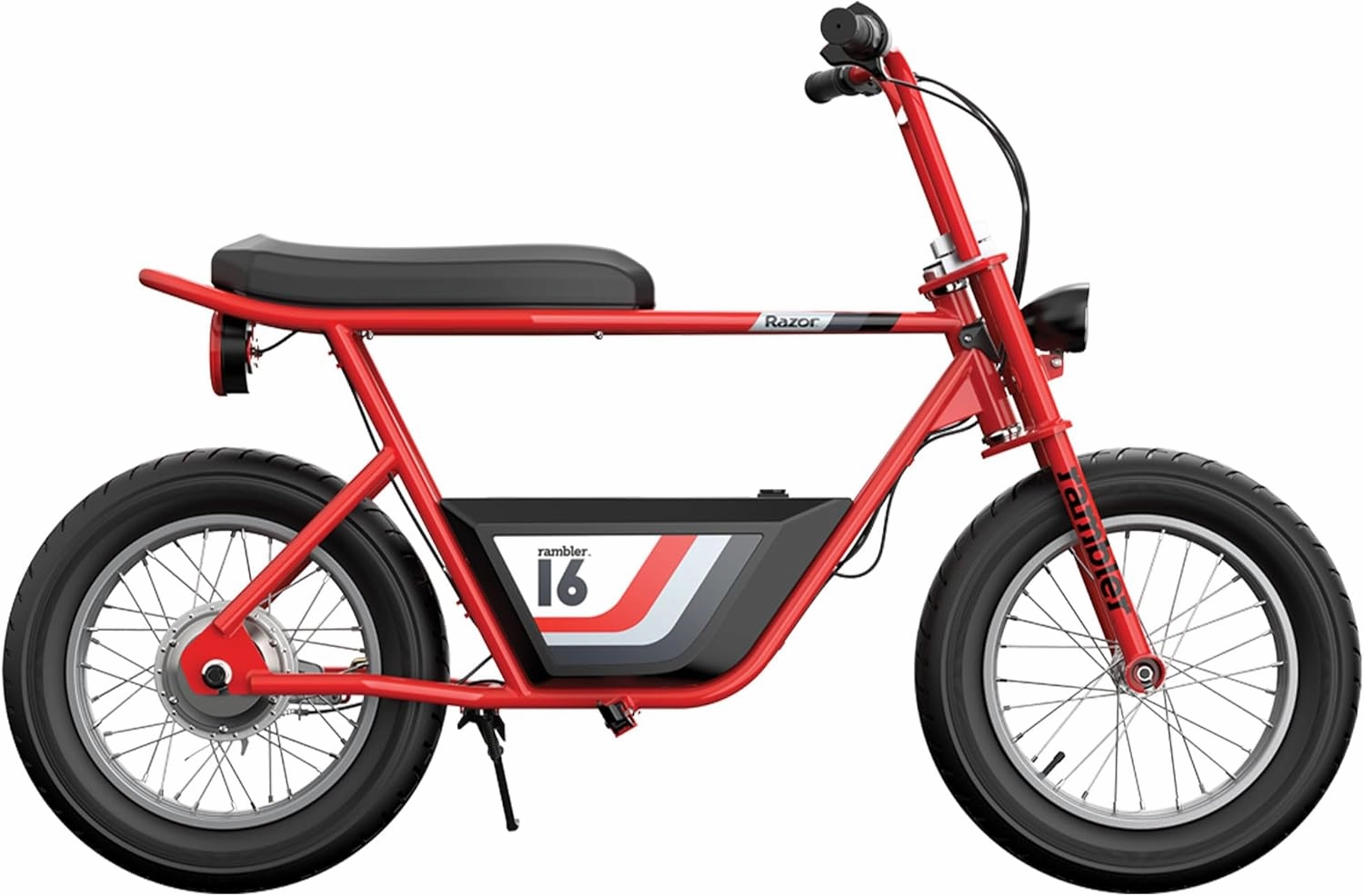 Razor Rambler 16 Electric Retro Minibike for Adults with 350W Hub-Driven Motor, 16 Inch Tires, & 36V Battery, Red
