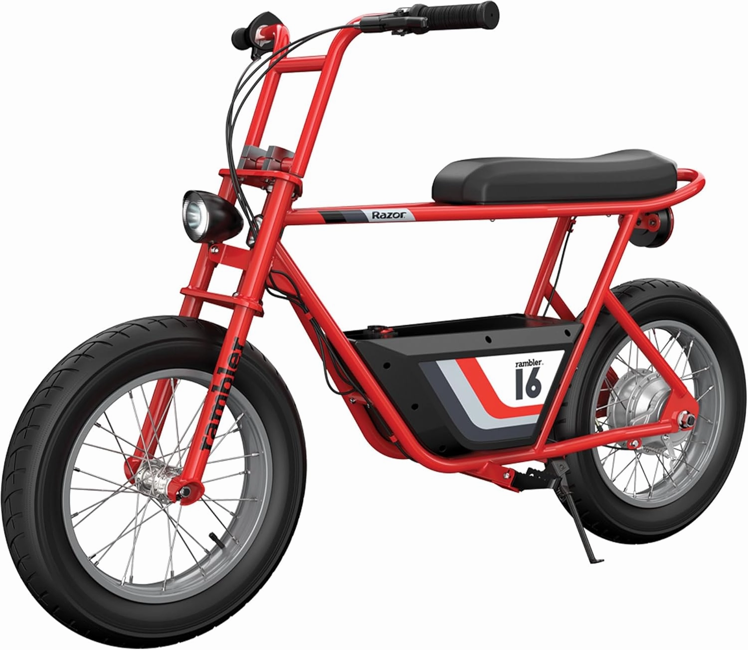 Razor Rambler 16 Electric Retro Minibike for Adults with 350W Hub-Driven Motor, 16 Inch Tires, & 36V Battery, Red