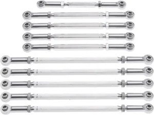 Rc Connecting Rod Tie Rod for RGT 86100 86110 FTX5579 for Outback 1-10 Alloy 10 Pcs/Set Full Car Tie Rod/Steering Link Rc Car Tracked Vehicle Parts Replacement Use(Silver)