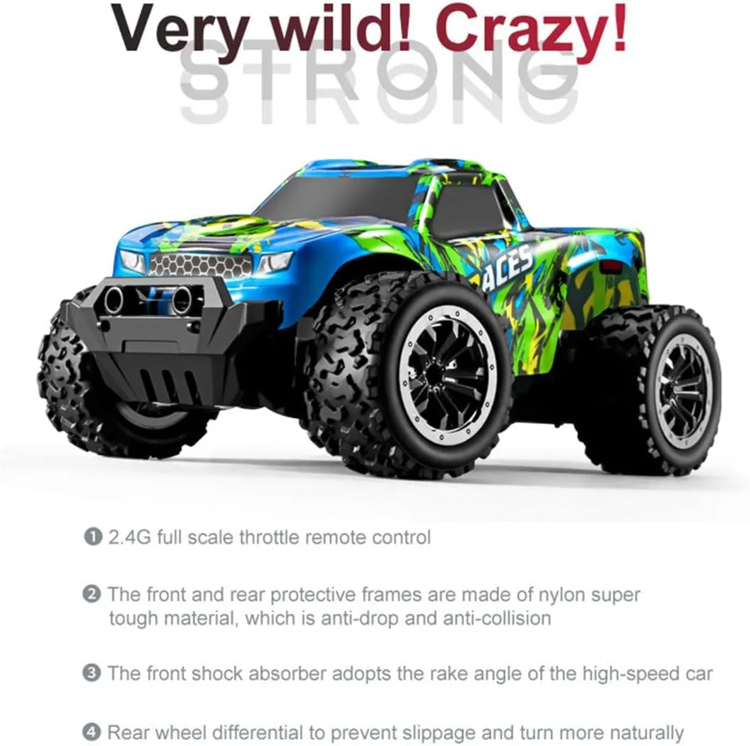 RC Off Road Truck, 1/20 RWD 2.4G 20km/h  High Speed RC Remote Control Car, Mini Rc Car Hobby Toy Gift for Adults (RTR Version/Blue1)