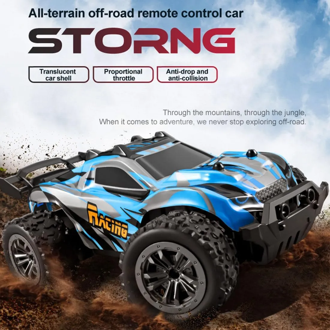 RC Off Road Truck, 1/20 RWD 2.4G 20km/h  High Speed RC Remote Control Car, Mini Rc Car Hobby Toy Gift for Adults (RTR Version/Blue1)
