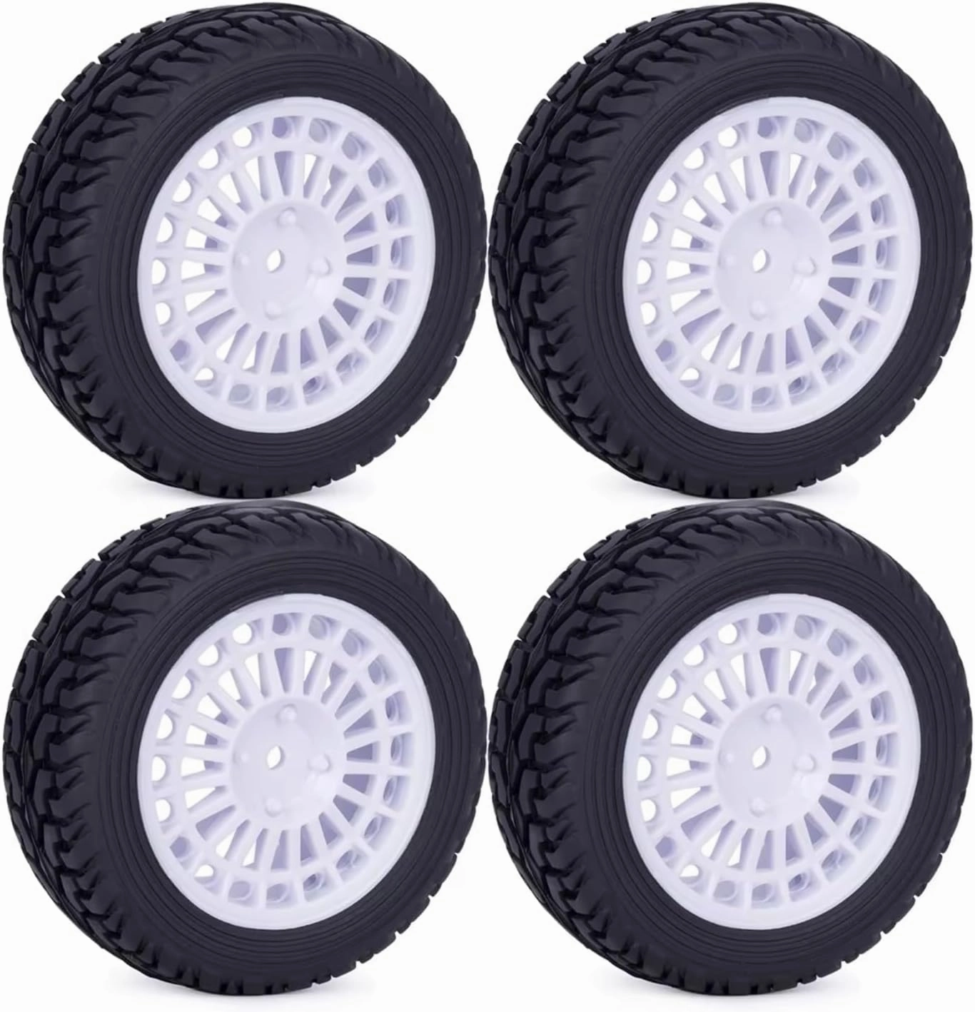 RC Car DIY Parts for HSP for HPI for Tamiya 1/10 1/14 1/16 75mm Glued On Road Tyre Plastic Wheels Rim RC for Rally for Racing Upgrades Parts(White)