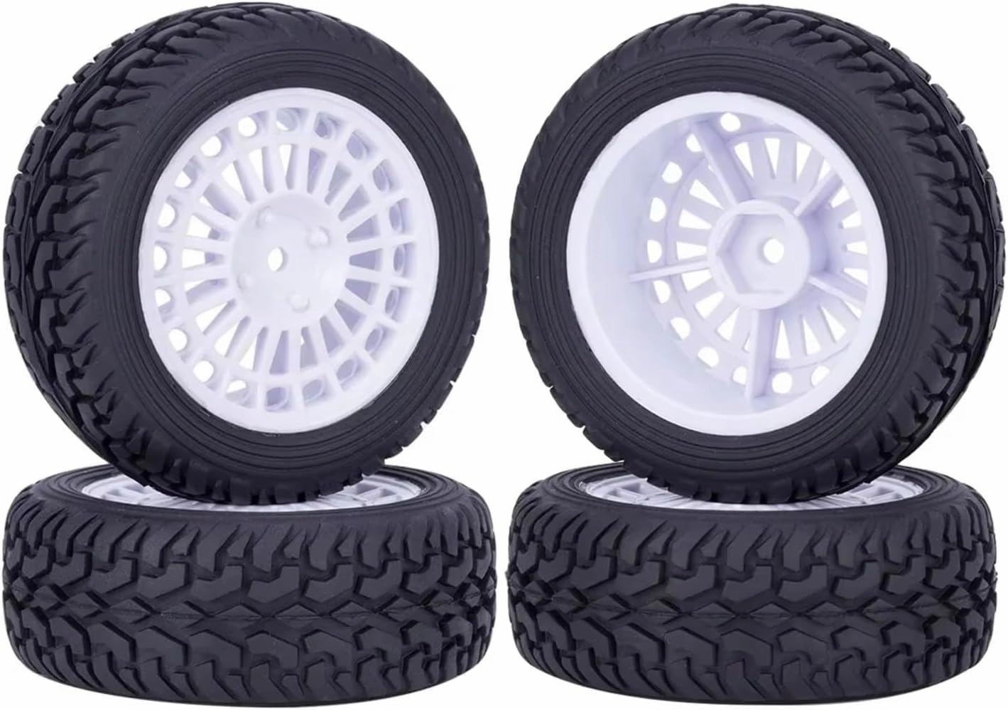 RC Car DIY Parts for HSP for HPI for Tamiya 1/10 1/14 1/16 75mm Glued On Road Tyre Plastic Wheels Rim RC for Rally for Racing Upgrades Parts(White)