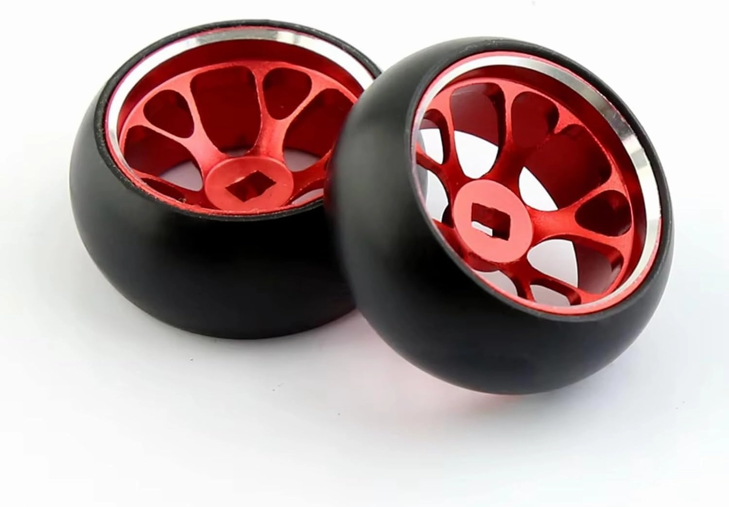 RC Car Upgrade Part for Wltoys 284131 K969 K989 for Kyosho for Mini-Z 1/28 Hard Plastic Drift Tires Tyre Metal Wheel Rim RC Car Upgrades Parts(Red)