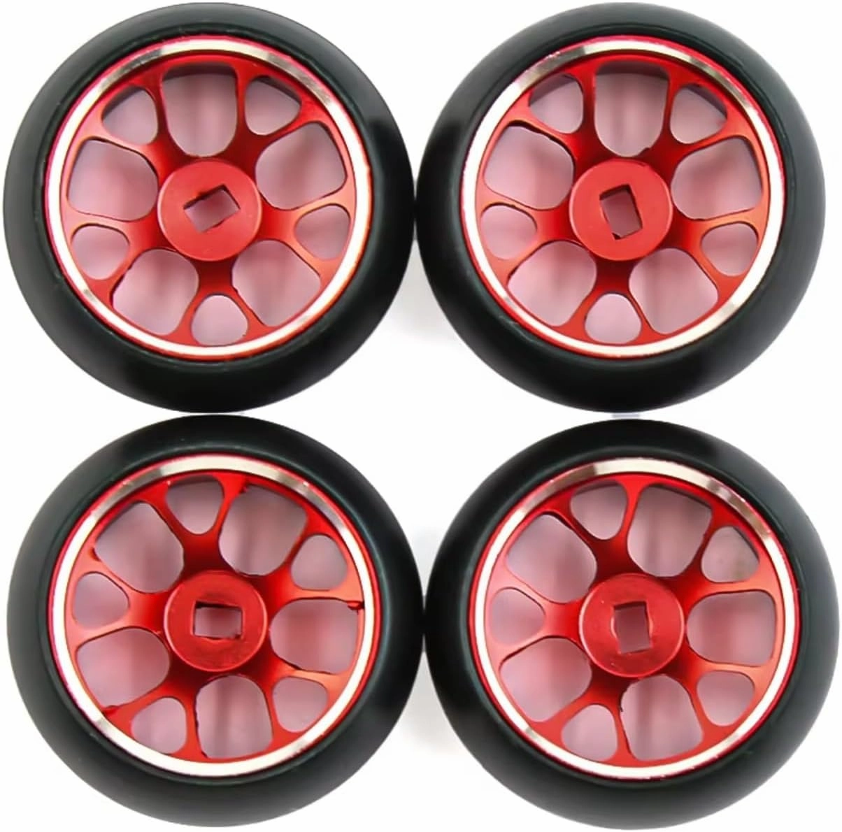RC Car Upgrade Part for Wltoys 284131 K969 K989 for Kyosho for Mini-Z 1/28 Hard Plastic Drift Tires Tyre Metal Wheel Rim RC Car Upgrades Parts(Red)