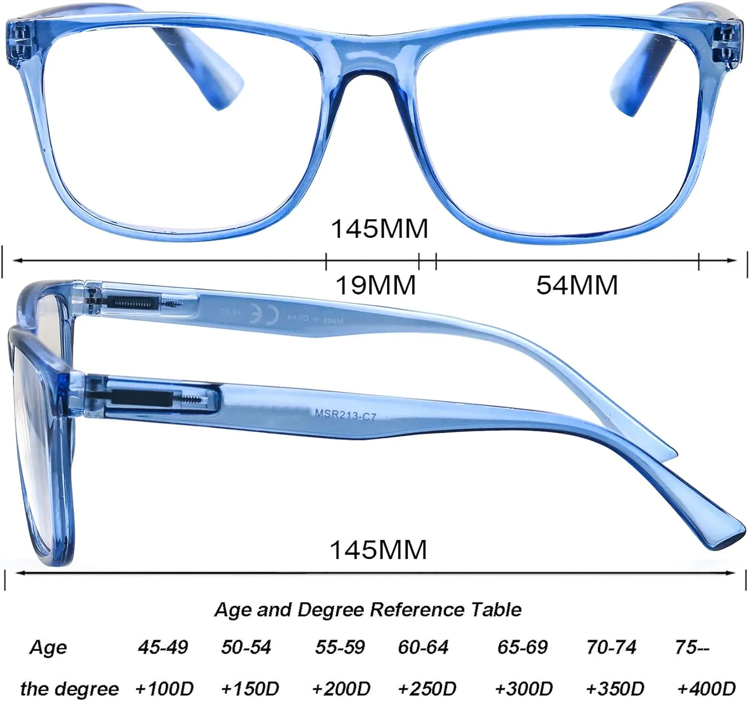 Reading Glasses 2.5 Oversize Large Square Men Sunglasses Readers 4 Pack,Comfy Lightweight Cool Eyeglasses for Reading Flexible Spring Hinge