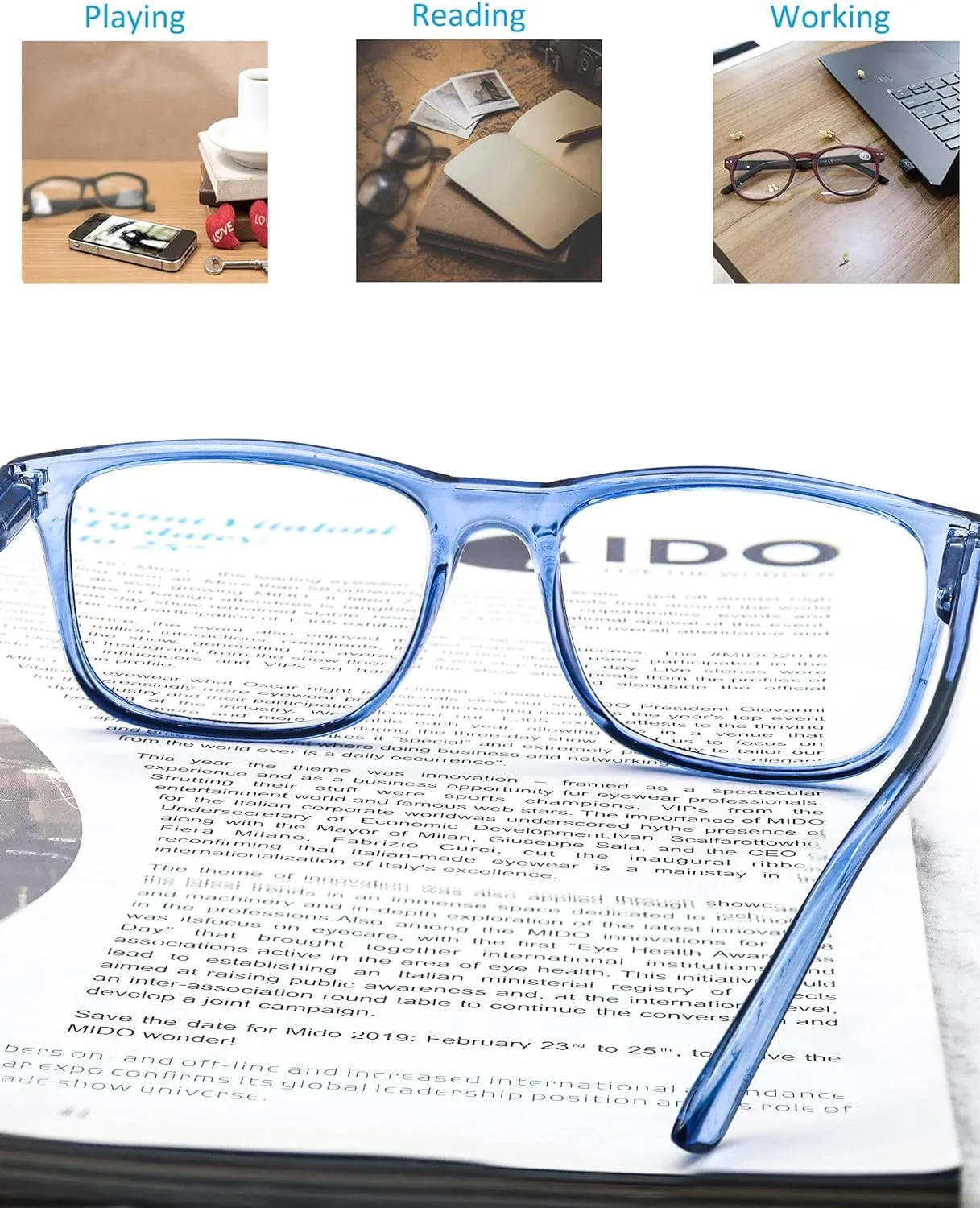 Reading Glasses 2.5 Oversize Large Square Men Sunglasses Readers 4 Pack,Comfy Lightweight Cool Eyeglasses for Reading Flexible Spring Hinge