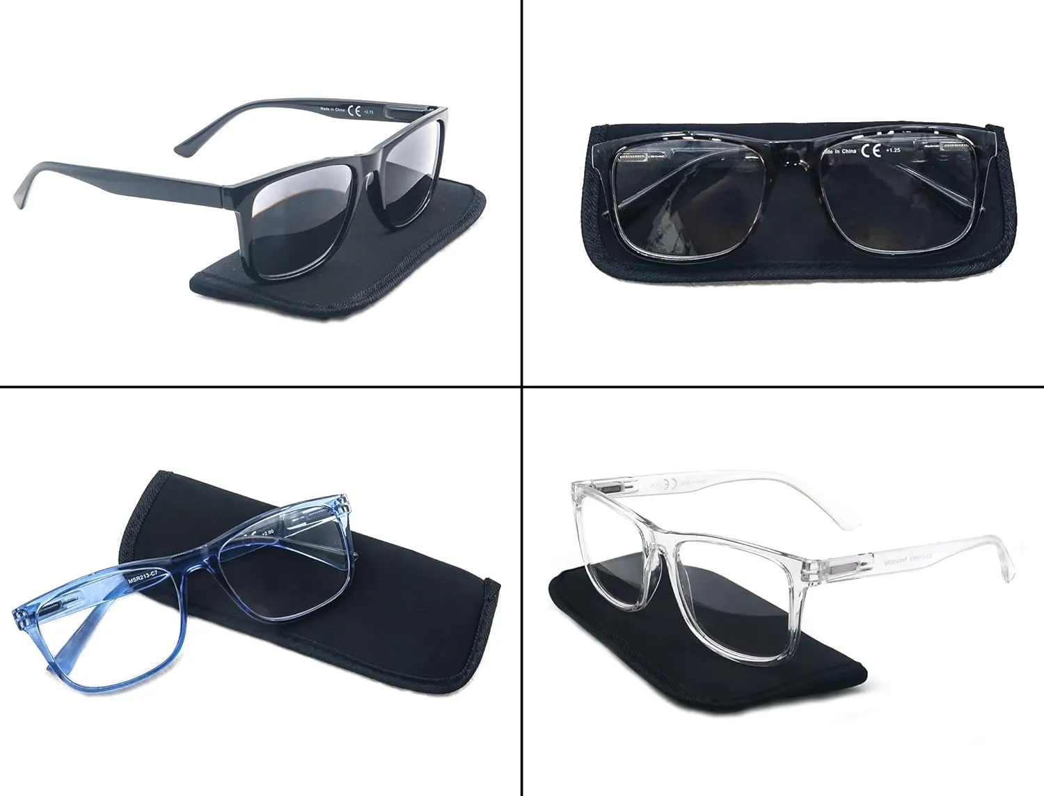 Reading Glasses 2.5 Oversize Large Square Men Sunglasses Readers 4 Pack,Comfy Lightweight Cool Eyeglasses for Reading Flexible Spring Hinge