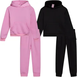 Real Love Girls' Jogger Set - 4 Piece Soft Fleece Pullover Hoodie and Jogger Pants for Toddler & Little Girls (2T-6X)