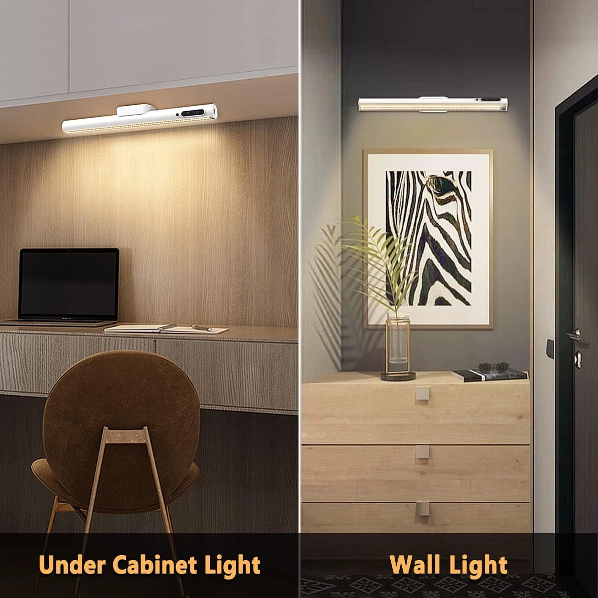Rechargeable Magnetic LED Light Bar with Remote, Under Cabinet Lighting Wireless, Battery Powered Operated Wall Strip Lights, Dimmable Desk Lamp for Mirror Closet Bathroom Kitchen – White