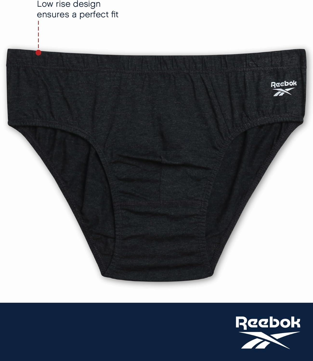 Reebok Low Rise Mens Underwear Briefs - 5 Pack Performance Briefs Cotton Underwear For Men with Contour Pouch (Sizes: S-XL)