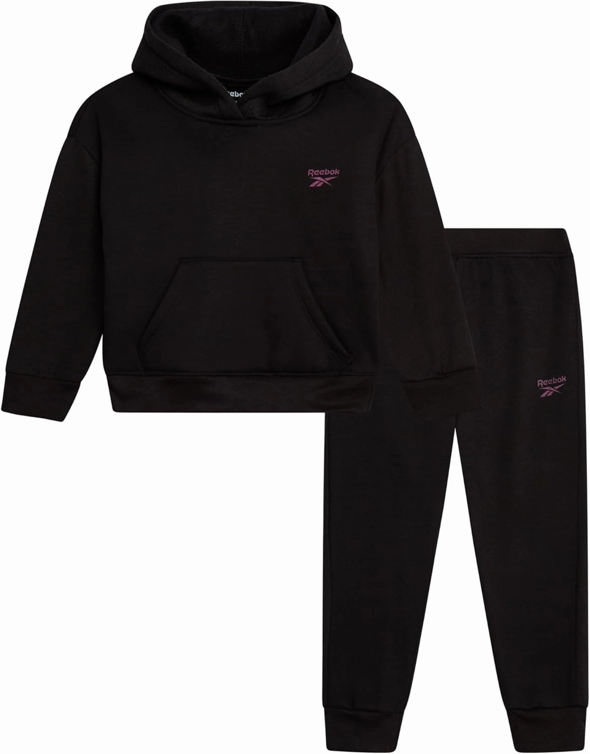 Reebok Toddler Girls' Sweatsuit Set - 2 Piece Fleece Sweatshirt and Jogger Sweatpants Set for Little Girls (Sizes: 2T-6X)