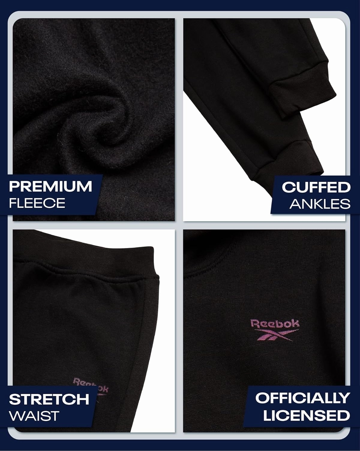 Reebok Toddler Girls' Sweatsuit Set - 2 Piece Fleece Sweatshirt and Jogger Sweatpants Set for Little Girls (Sizes: 2T-6X)