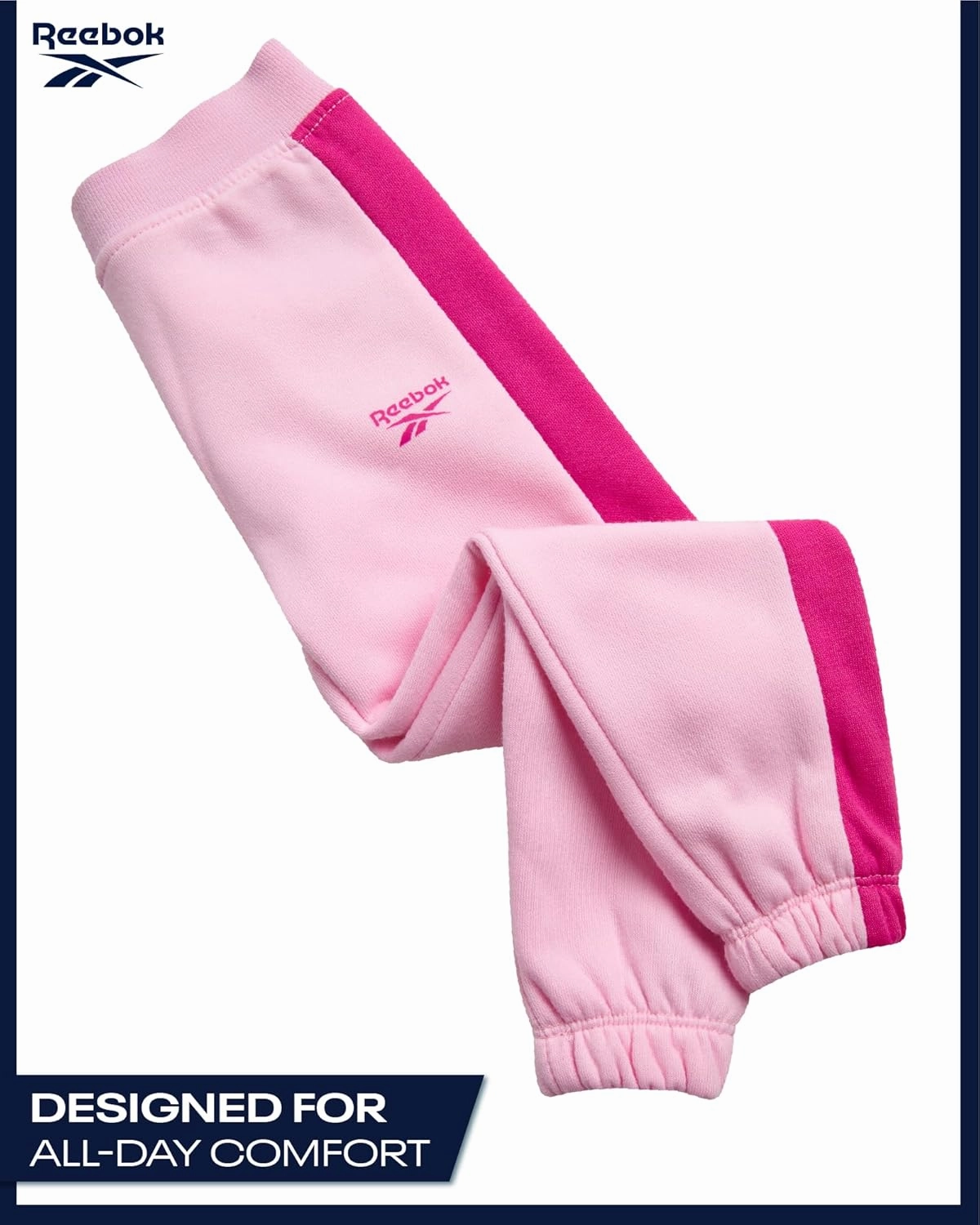 Reebok Toddler Girls Sweatsuit Set - 2 Piece Performance Fleece Pullover Hooded Sweatshirt and Jogger Sweatpants for Girls