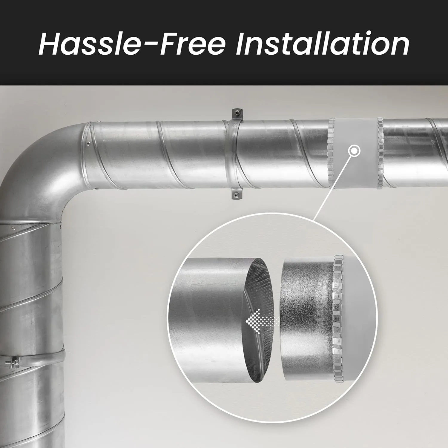 Repa Market 8" Inch Round Flexible Noise Control Duct Connector - Galvanized Steel Metal Pipe Extension, Vent Coupling - Dryer Vent Connector - Coupler for HVAC Ducting, Ventilation System, Fittings