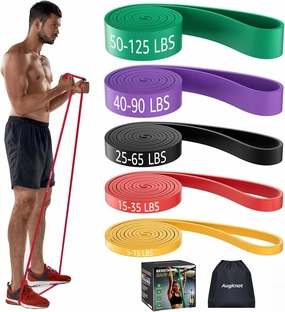 Resistance Bands, Pull Up Assist Bands - Workout Bands, Long Resistance Bands Set for Working Out, Fitness, Training, Physical Therapy for Men Women, 5 Resistance Levels