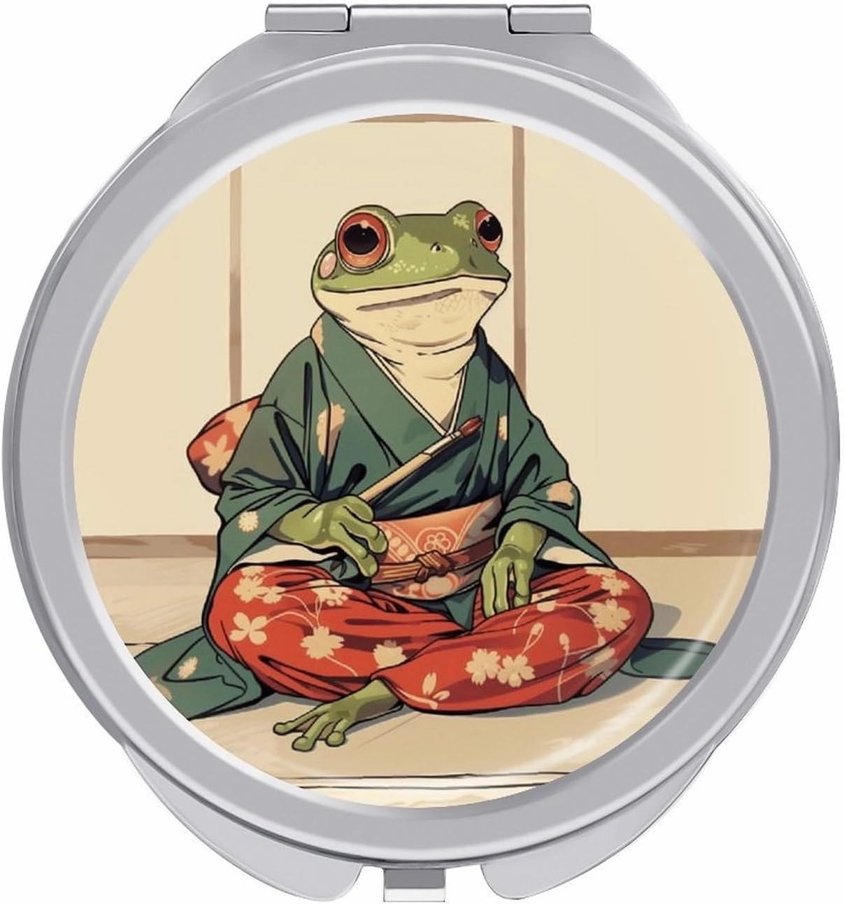 Retro Frog Japan Compact Mirror Pocket Mirror Small Mirror for Purse Portable Mini Travel Makeup Mirror Folding Handheld Double-Sided Magnifying Compact Mirror for Women Gift