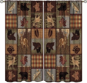 Retro Rusticd Curtains, Country Lodge Cabin Moose Bear Blackout Curtain for Bedhroom, Farmhouse Camp Woodland Living Room Bedroom 2 Panels, 26W x 84L inch Each Panel
