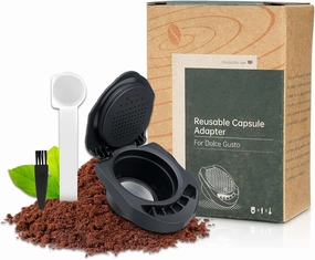 Reusable Capsule Adapter for Dolce Gusto, Refillable Coffee Capsule Adapter Coffee Capsules Converter Support Fill Coffee Powder Compatiable for Piccolo XS/Genio S/EDG 305/EDG 606.S