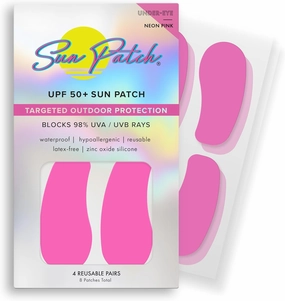 Reusable Sun Screen Silicone Patches For UV Protection & Face Sunscreen, Sun Face Patches For Sun Exposure, UV Shield Silicone Sun Block (1 Pack/4 Pairs) (Pink) (Golf, Surf, Swim, Ski)
