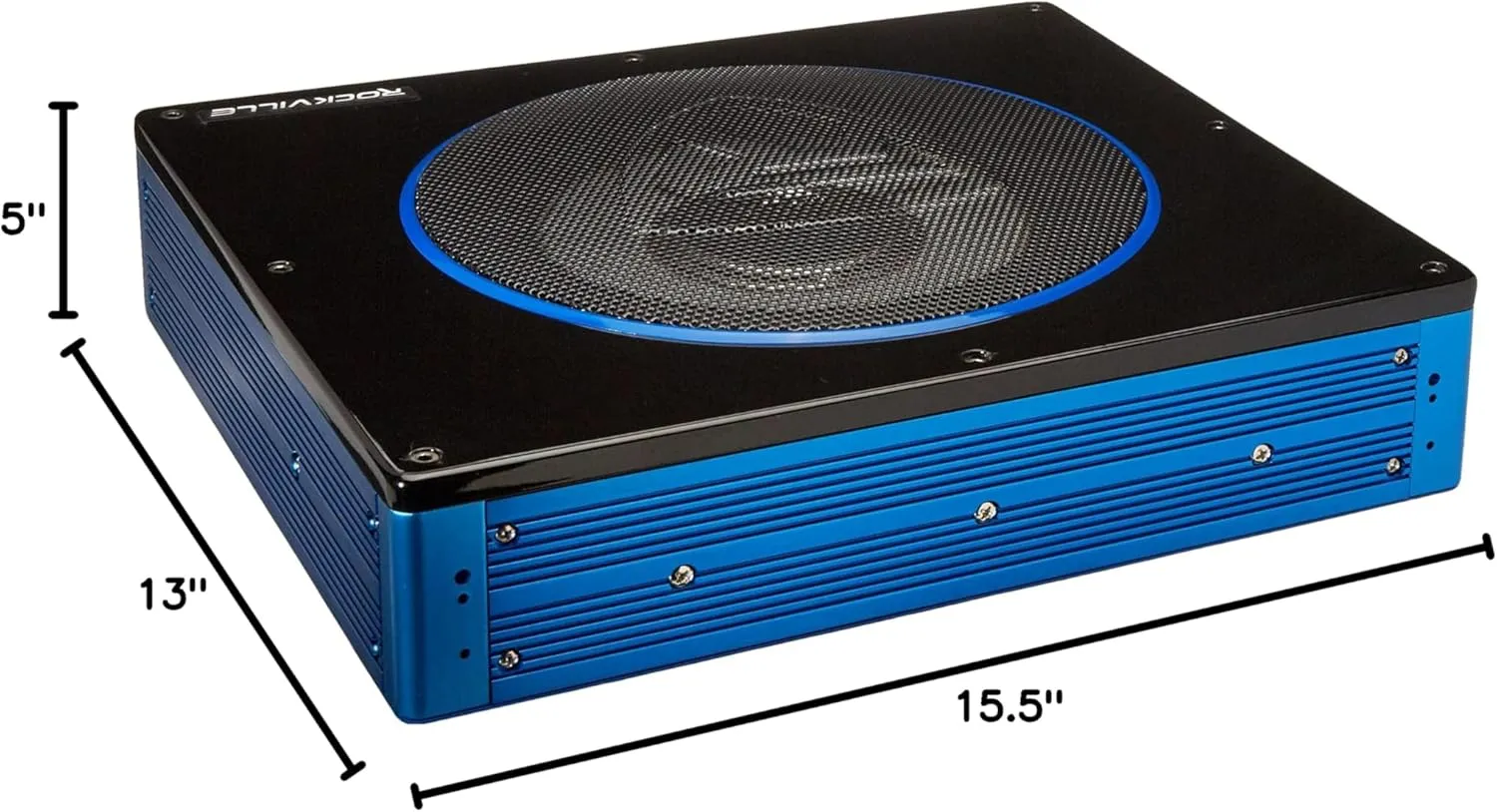 Rockville RW8CA 600W Low Profile Under-Seat Active Car Subwoofer, 2 Ohm, Deep Bass, Slim Design, Easy Install, Perfect for Car Audio Enthusiasts