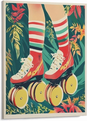 Roller Skating Canvas Prints 11x14inch Wall Art Pictures for Living Room Bathroom Office Decorations Framed