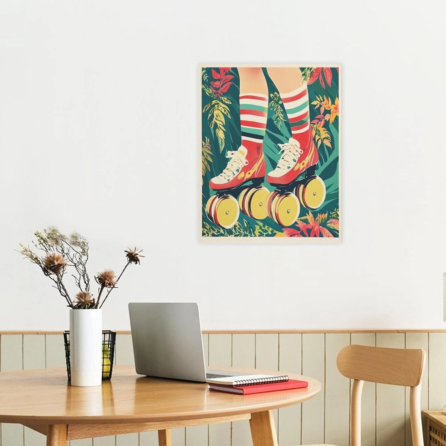 Roller Skating Canvas Prints 11x14inch Wall Art Pictures for Living Room Bathroom Office Decorations Framed