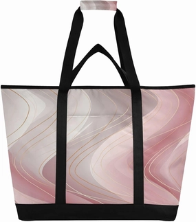 Rose Gold Texture Reusable Insulated Lunchbox Cooler Bag, Leakproof Kitchen Grocery Bag Collapsible Portable Cooler Tote Bag for Picnic, Camping, Office, Travel
