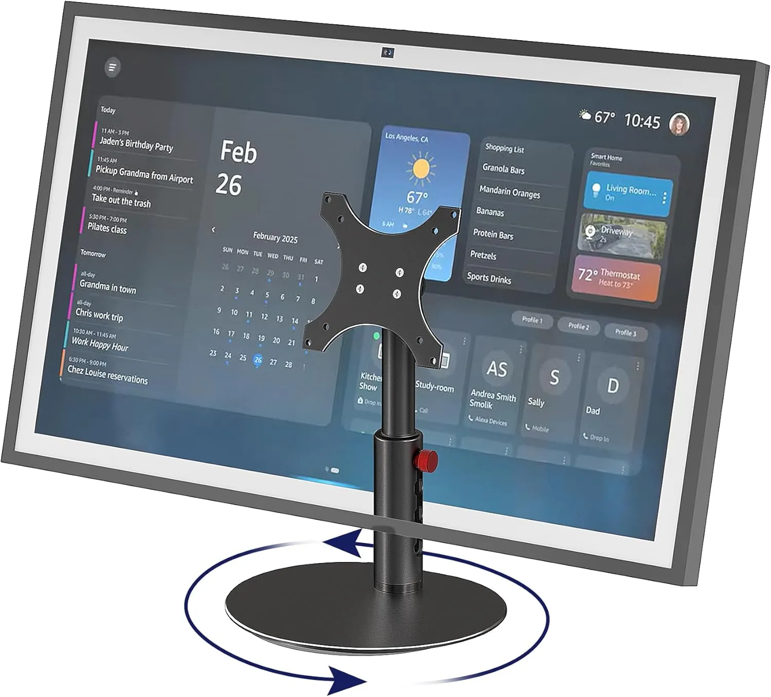 Rotatable Stand for Show 21 and 15 (1st, 2nd) Gen, Adjustable Desktop Holder, Show 15 Table Bracket with Height Degree, Tiltable Angle, Sturdy and Durable, Easy Installation (Black)