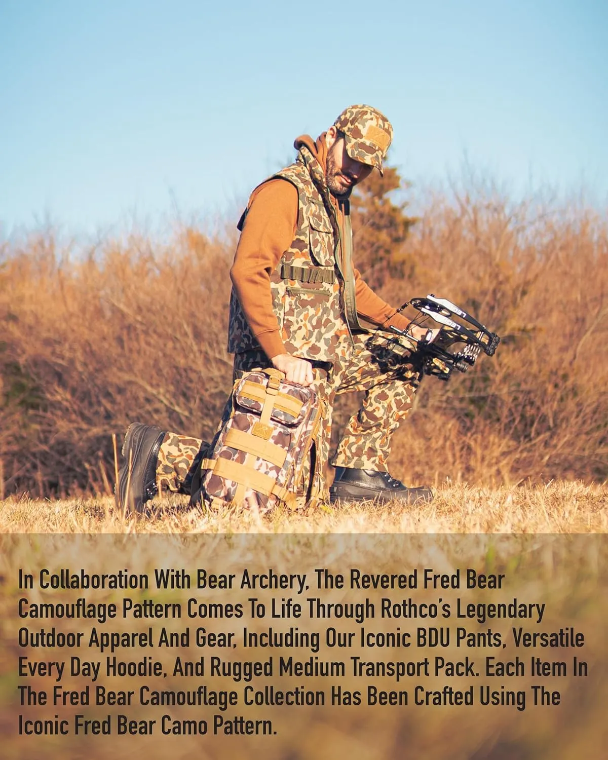 Rothco X Bear Archery Fred Bear Camo Every Day Hoodie – Camouflage Pullover Hooded Sweatshirt