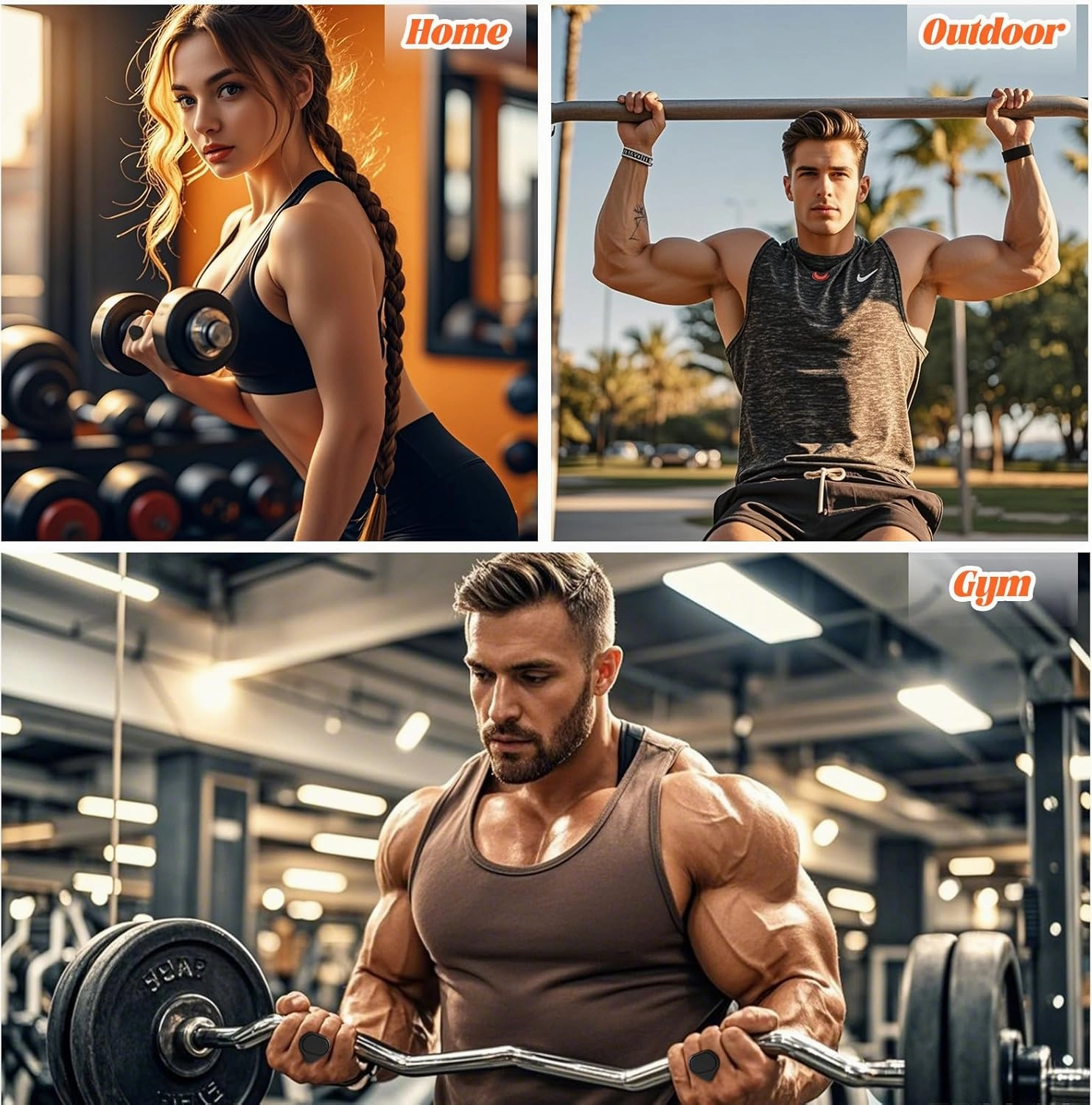 Rubber Gym Grips Set of 2, Anti-Slip Fingerless Workout Lifting Grips for Women Men with Bag, Ergonomics Hand Protector for Dumbbell, Deadlift, Pull-Ups, Training and Exercise, Gym Essentials