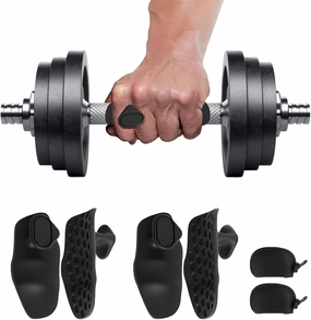 Rubber Gym Grips Set of 2, Anti-Slip Fingerless Workout Lifting Grips for Women Men with Bag, Ergonomics Hand Protector for Dumbbell, Deadlift, Pull-Ups, Training and Exercise, Gym Essentials