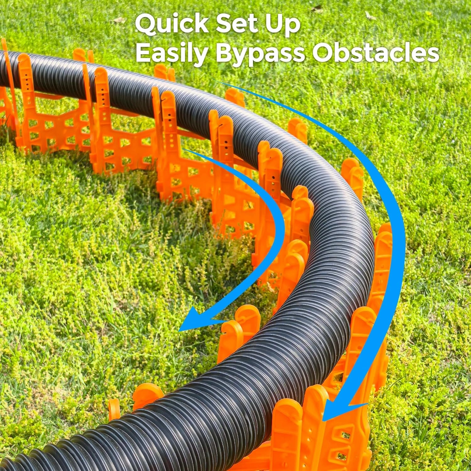 RV Sewer Hose Support 20 FT, U-shaped Adjustable Height Sewer Hose Support with Elastic Straps and Rubber Ties Quick Set-up RV Sewer Hose Storage for Travel Trailers Campers, Blaze Orange