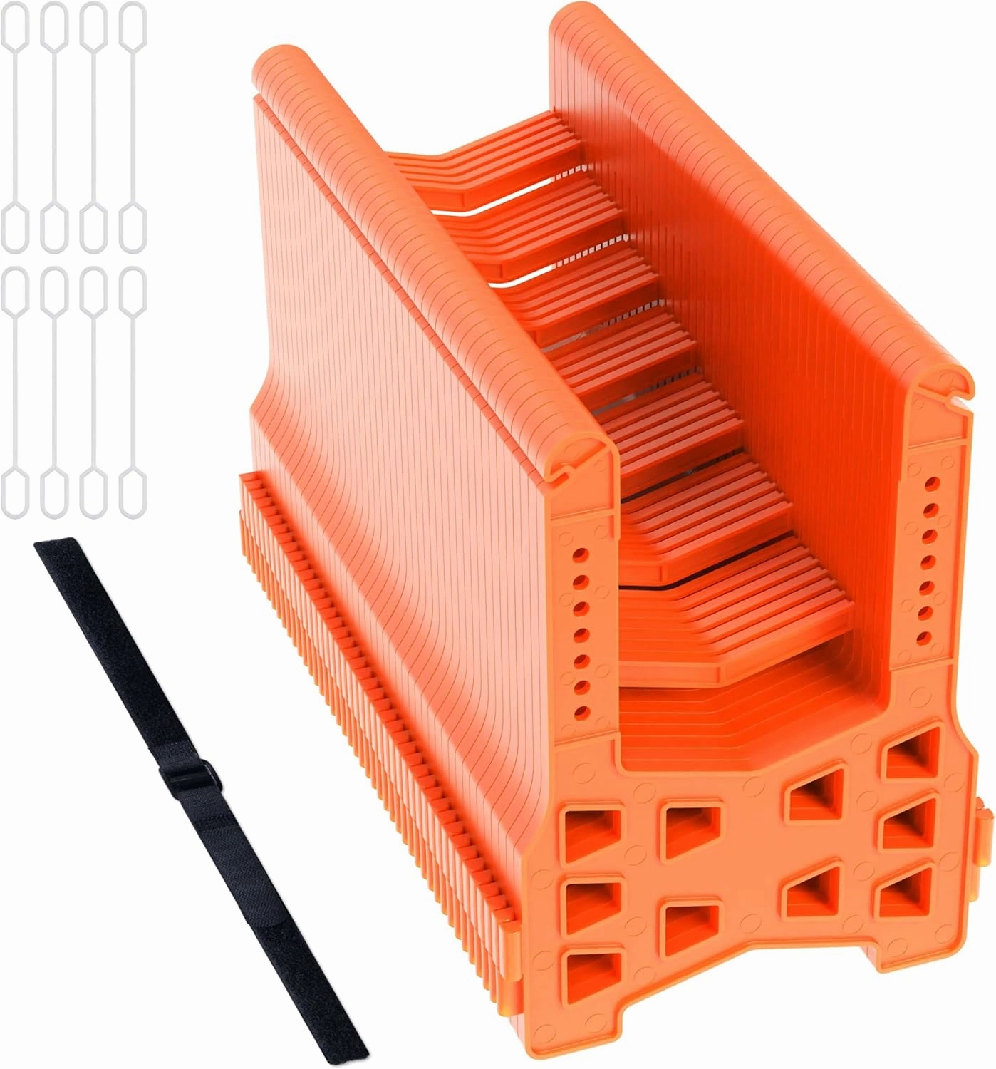 RV Sewer Hose Support 20 FT, U-shaped Adjustable Height Sewer Hose Support with Elastic Straps and Rubber Ties Quick Set-up RV Sewer Hose Storage for Travel Trailers Campers, Blaze Orange