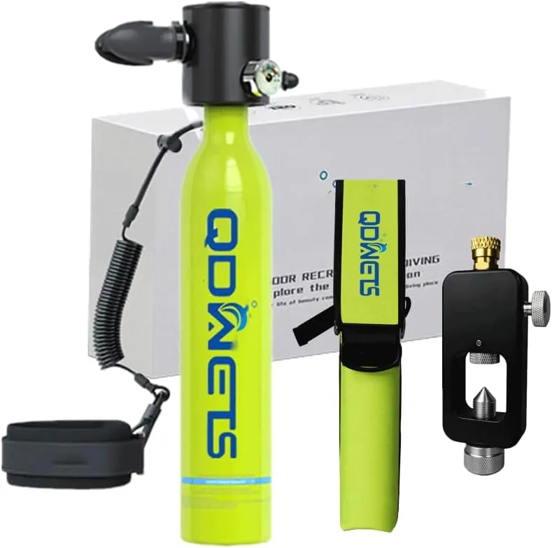 S3000 0.5L Mini Scuba Dive Tank, Marked Reusable Scuba Pony Bottle with 5-10 Minutes of Backup Air. Scuba Diving Tank Equipment, Mini Scuba Dive Cylinder & Scuba Diving Oxygen Tank.(Green)