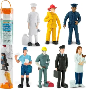 Safari Ltd. People TOOB - 7 Everyday Heroes Figurines of Construction Worker, Policeman, Mailman, Pilot, Chef, Fireman, and Veterinarian - Fun Educational Play Toy Set for Boys, Girls & Kids 3 