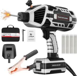 Saker Portable Electric Welding Machine,110V Portable Welder Handheld with IGBT Inverter 5 Variable Current Adjustment,Portable ARC Welder Gun, Fits for 3/32" Wire Rods (Grey)