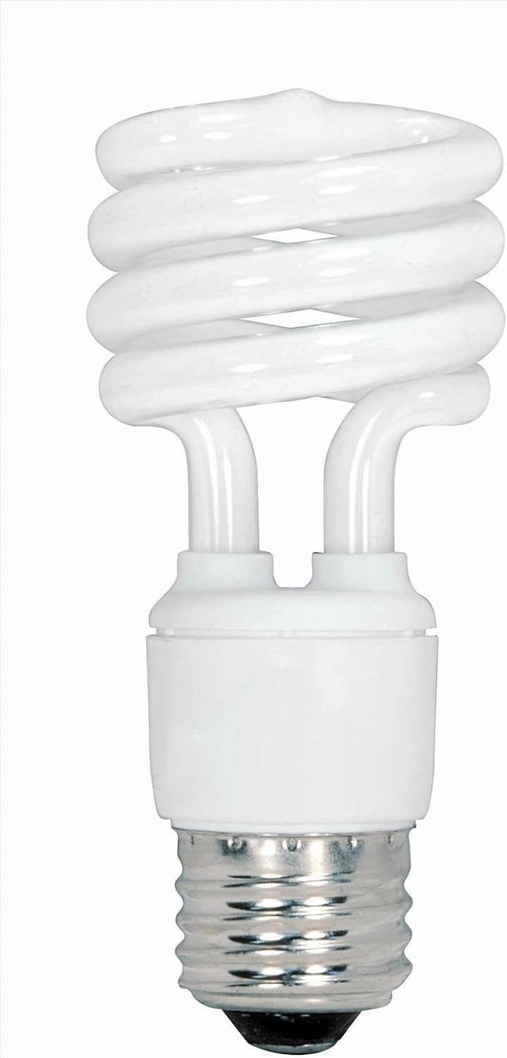 Satco S6236 13-Watt Medium Base T2 Mini Spiral, 4100K, 120V, Equivalent to 60-Watt Incandescent Lamp for Enclosed Fixtures,Pack of 4 , White