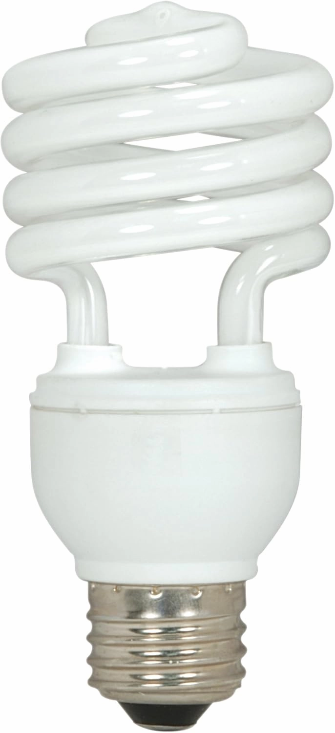 Satco S6271 18W T2 Ultra Mini Spiral Compact Fluorescent (CFL) Light Bulb, 18T2, White, 3 Count