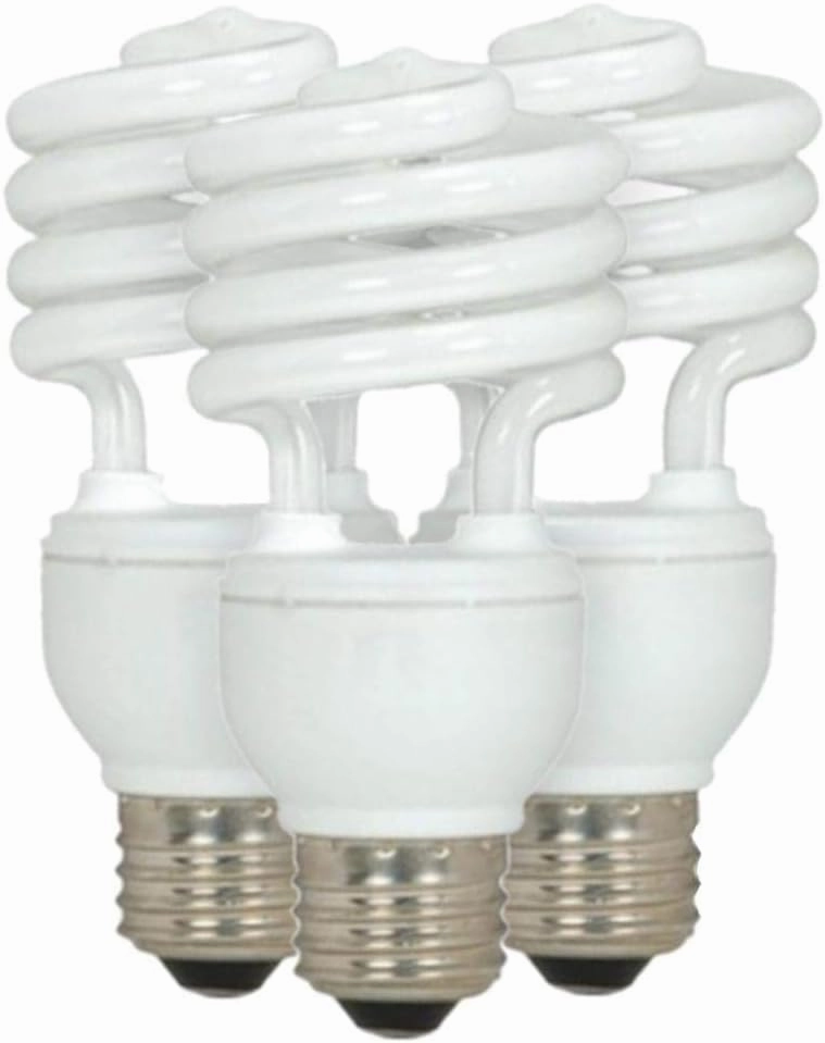 Satco S6271 18W T2 Ultra Mini Spiral Compact Fluorescent (CFL) Light Bulb, 18T2, White, 3 Count