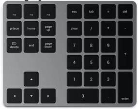 Satechi Bluetooth Extended Numeric Keypad – Slim Rechargeable 34-Key Numberpad – for M4/M2/M1 MacBook Pro/Air, M4/M2/M1 iPad Pro/Air, M2 Mac Mini, iMac M1/M4 (Space Gray)