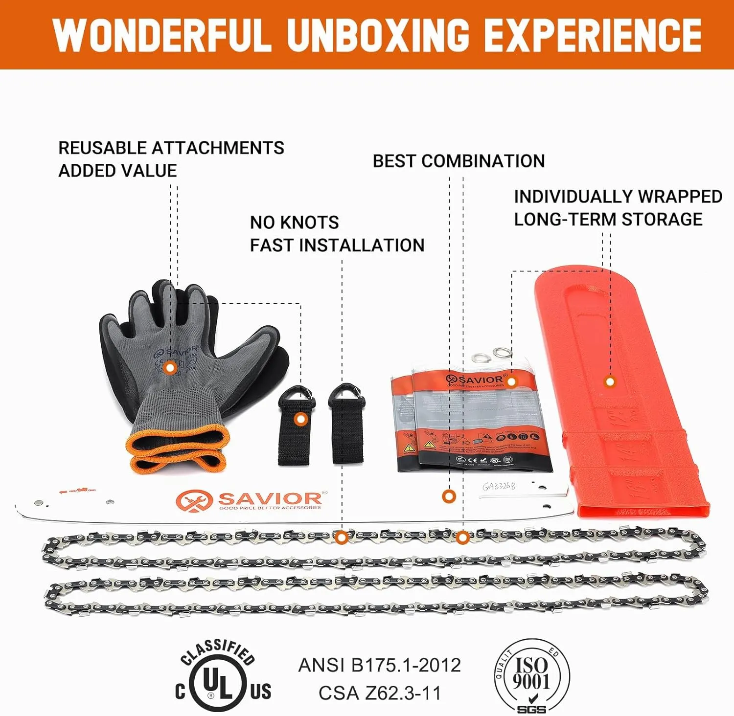 Savior 16 Inch Chainsaw Bar and R55 Chain Combo, 3/8"LP Pitch .043" Gauge 55 Drive Links Fit Stihl MS 170 MS 171 MS 180 MS 180 C-BE MS 181 C-BE, Replace 164MLEA074 16" Bar(2 Chains  1 Bar)