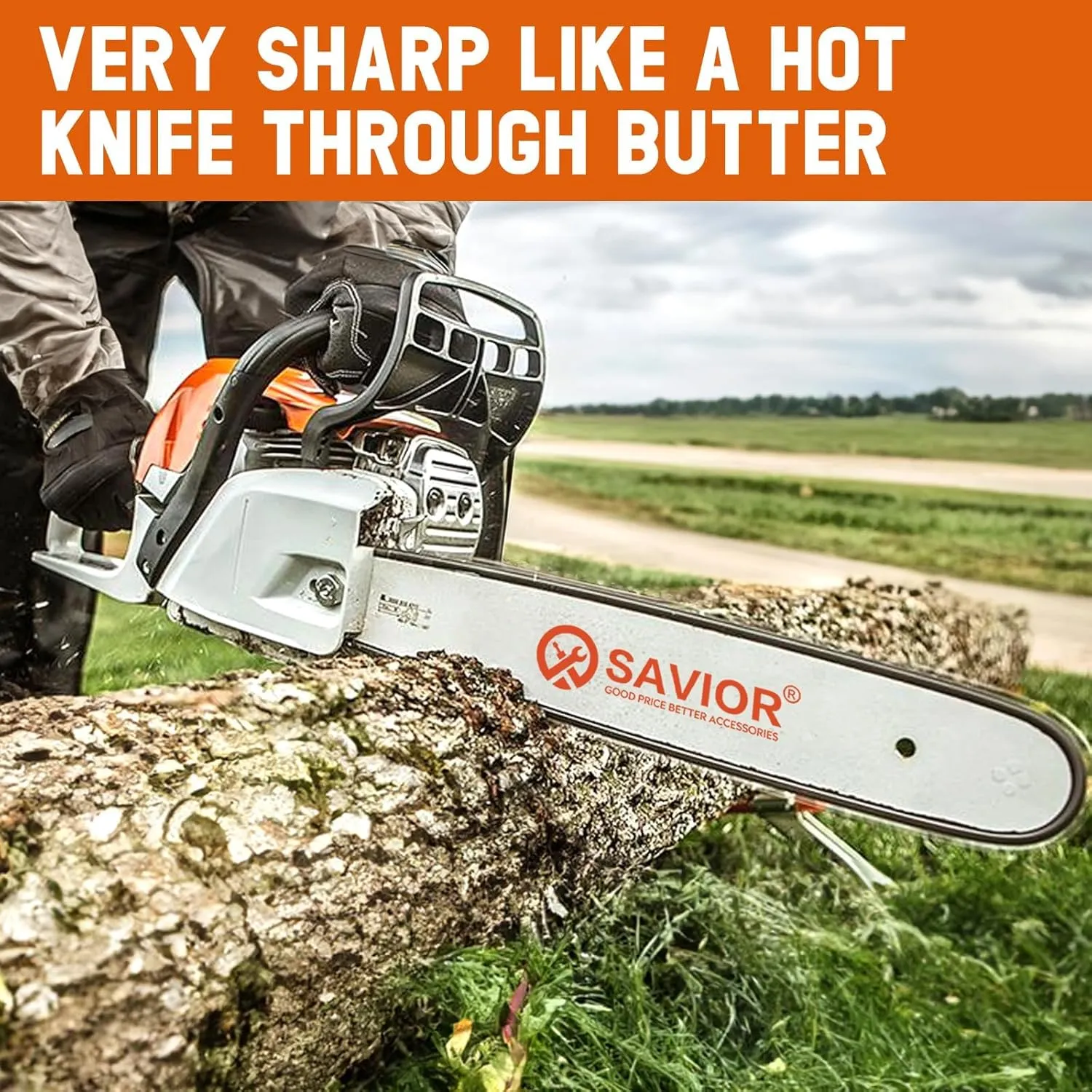 Savior 16 Inch Chainsaw Bar and R55 Chain Combo, 3/8"LP Pitch .043" Gauge 55 Drive Links Fit Stihl MS 170 MS 171 MS 180 MS 180 C-BE MS 181 C-BE, Replace 164MLEA074 16" Bar(2 Chains  1 Bar)