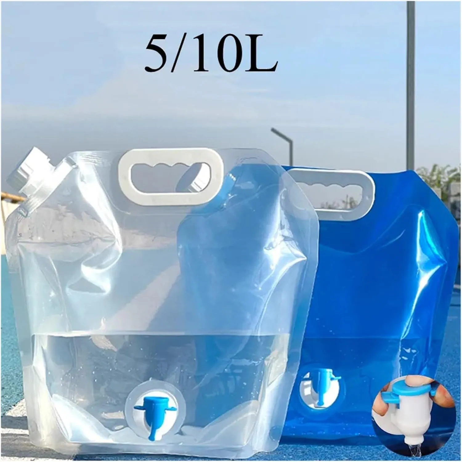 SBTRKT 5/10L Camping Water Bag Portable Folding Water Bucket Large Water Container Outdoor Travel Collapsible Pouch Can Camping Supplie (Color : Normal 10L Blue)