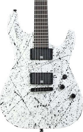 Schecter C-1 Ink Bomb Electric Guitar - White with Black Splatters