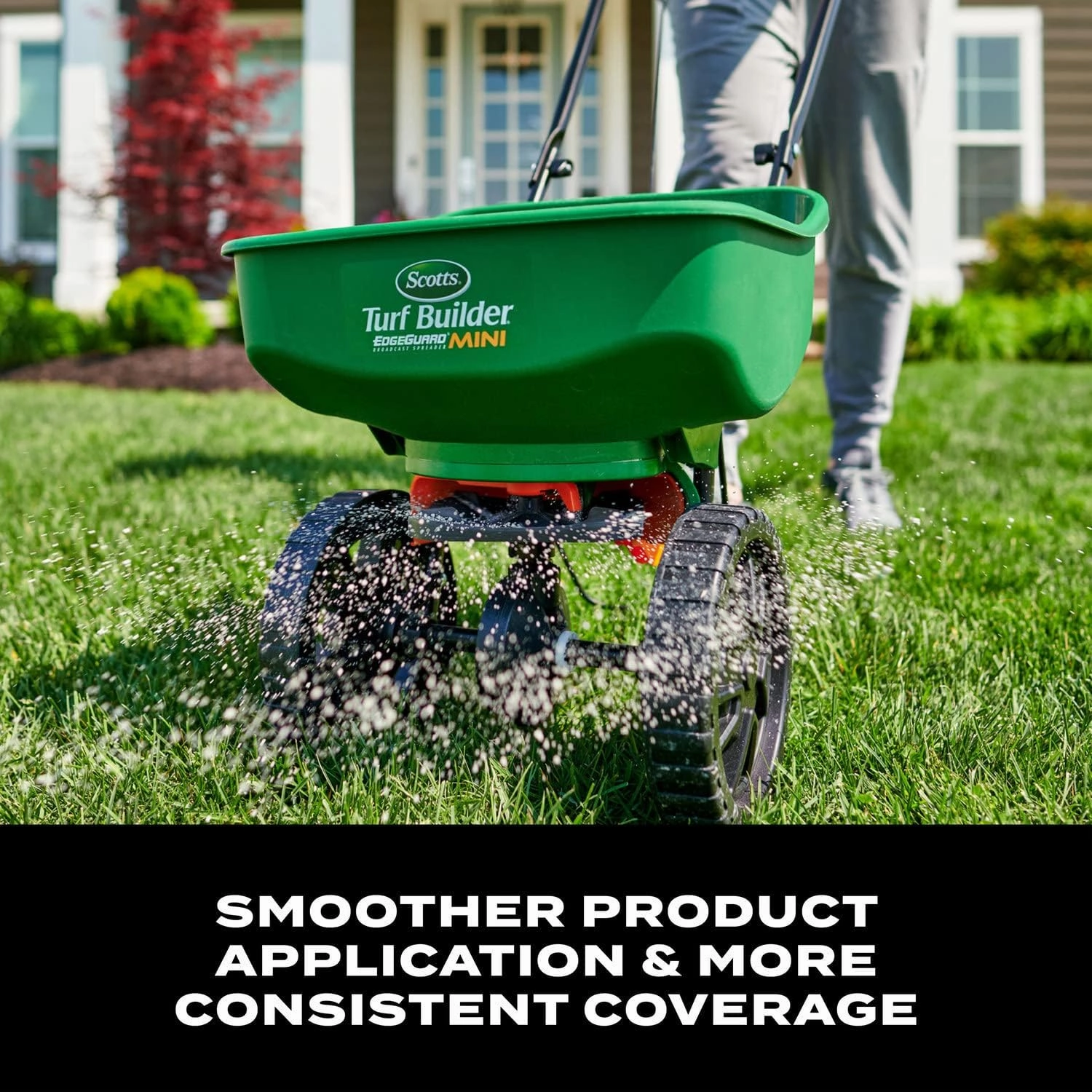 Scotts Turf Builder EdgeGuard Mini Broadcast Spreader for Seed,Fertilizer,Salt,Ice Melt, Holds up to 5,000 sq.ft. Product