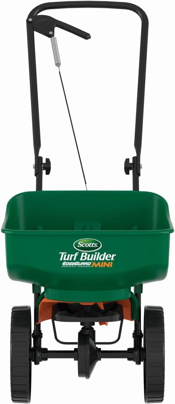 Scotts Turf Builder EdgeGuard Mini Broadcast Spreader for Seed,Fertilizer,Salt,Ice Melt, Holds up to 5,000 sq.ft. Product