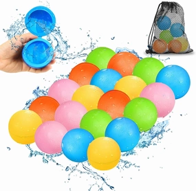 SCUATANBE Reusable Water Balloons - 20Pcs Quick Fill Water Balls Toys for Kids Age 4-8 - Refillable Magnetic Self-Sealing Water Splash Bomb for Summer Party Pool Outdoor Beach Toys for Kids Age 8-12