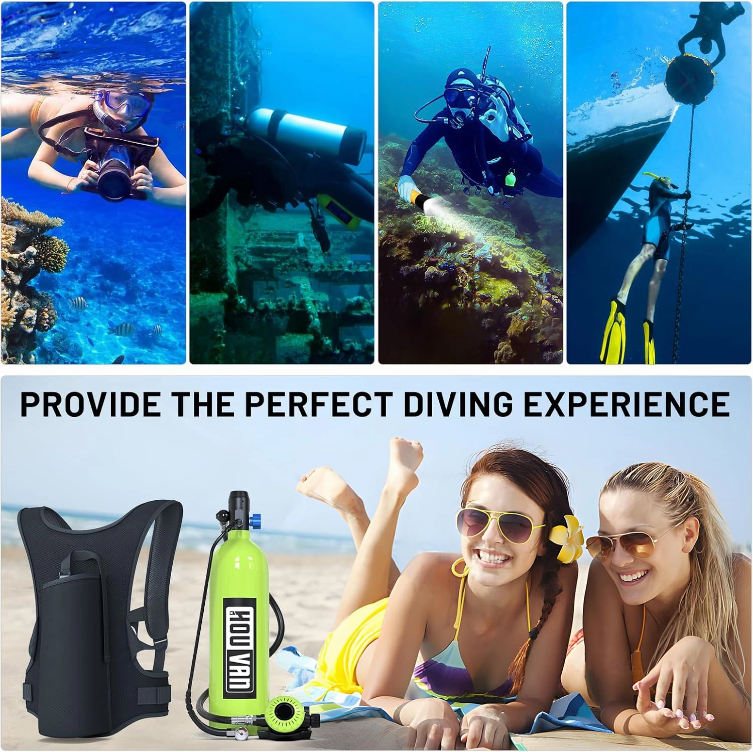 Scuba Tank H700 1.9L Mini Scuba Tank DOT Certified Reusable Diving Cylinder Kit Inflatable Pony Cylinders Up to 30 Minutes Underwater Breath Suitable Within 33ft